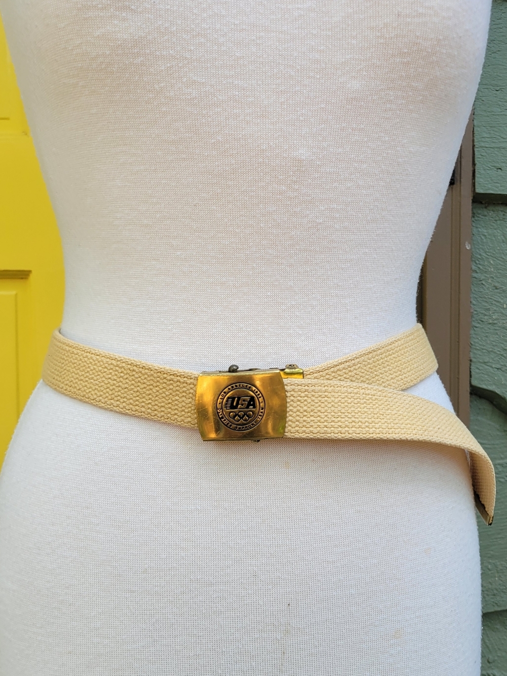 Vintage Levi’s 1984 LA Olympics USA Brass Buckle Canvas Belt